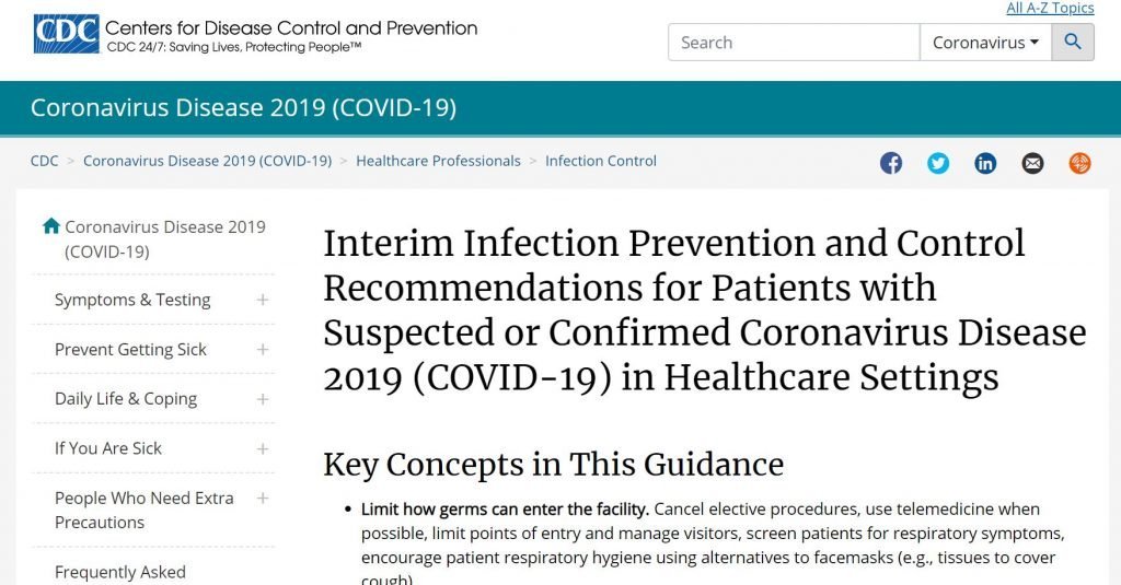 Interim Infection Prevention and Control Recommendations